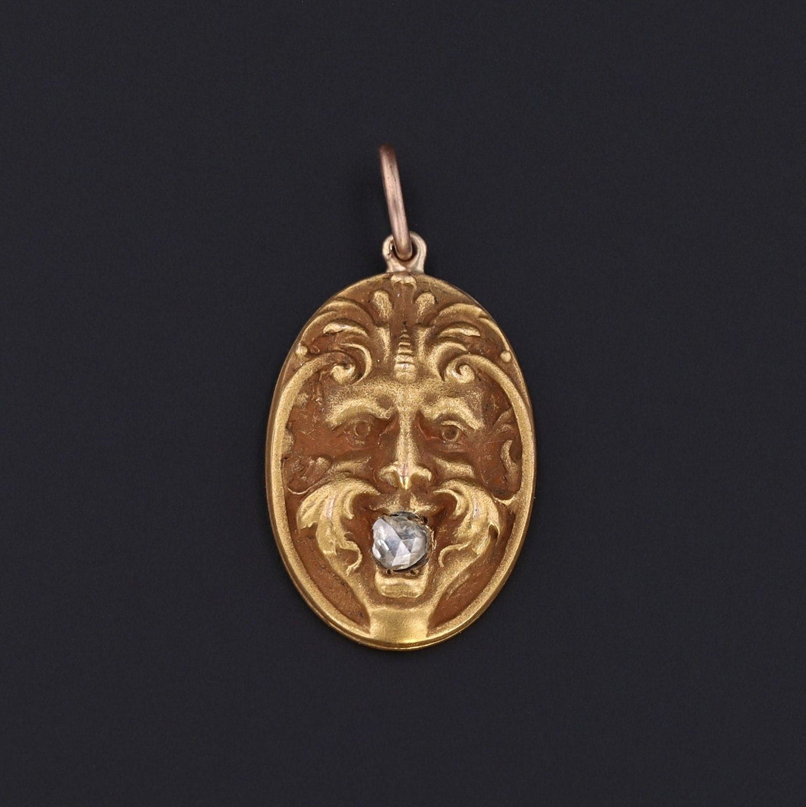 Antique Green Man Charm | Antique Pin Conversion - Trademark Antiques