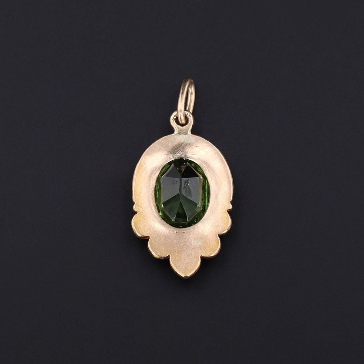 Antique Green Tourmaline Conversion Charm of 18k Gold - Trademark Antiques