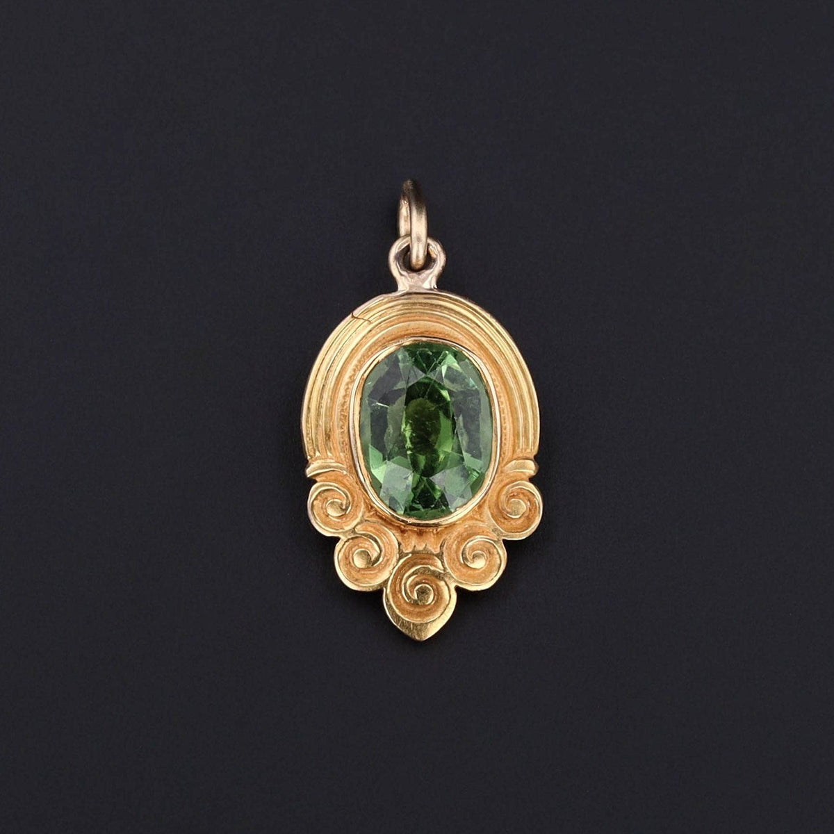 Antique Green Tourmaline Conversion Charm of 18k Gold - Trademark Antiques