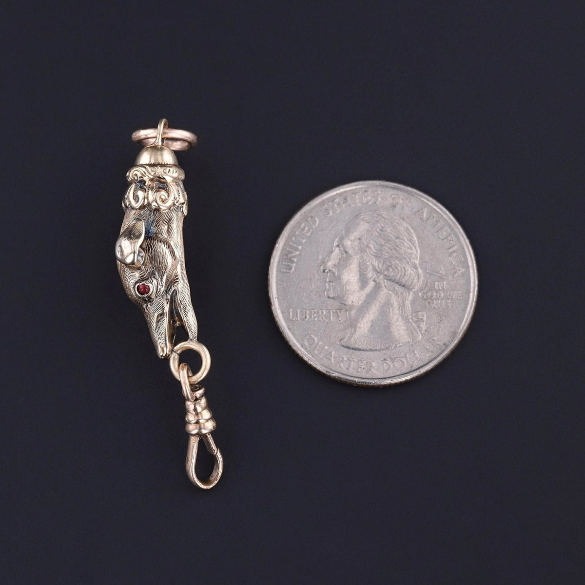 Antique Greyhound Charm Holder Swivel Clasp Pendant of 12k Gold - Trademark Antiques