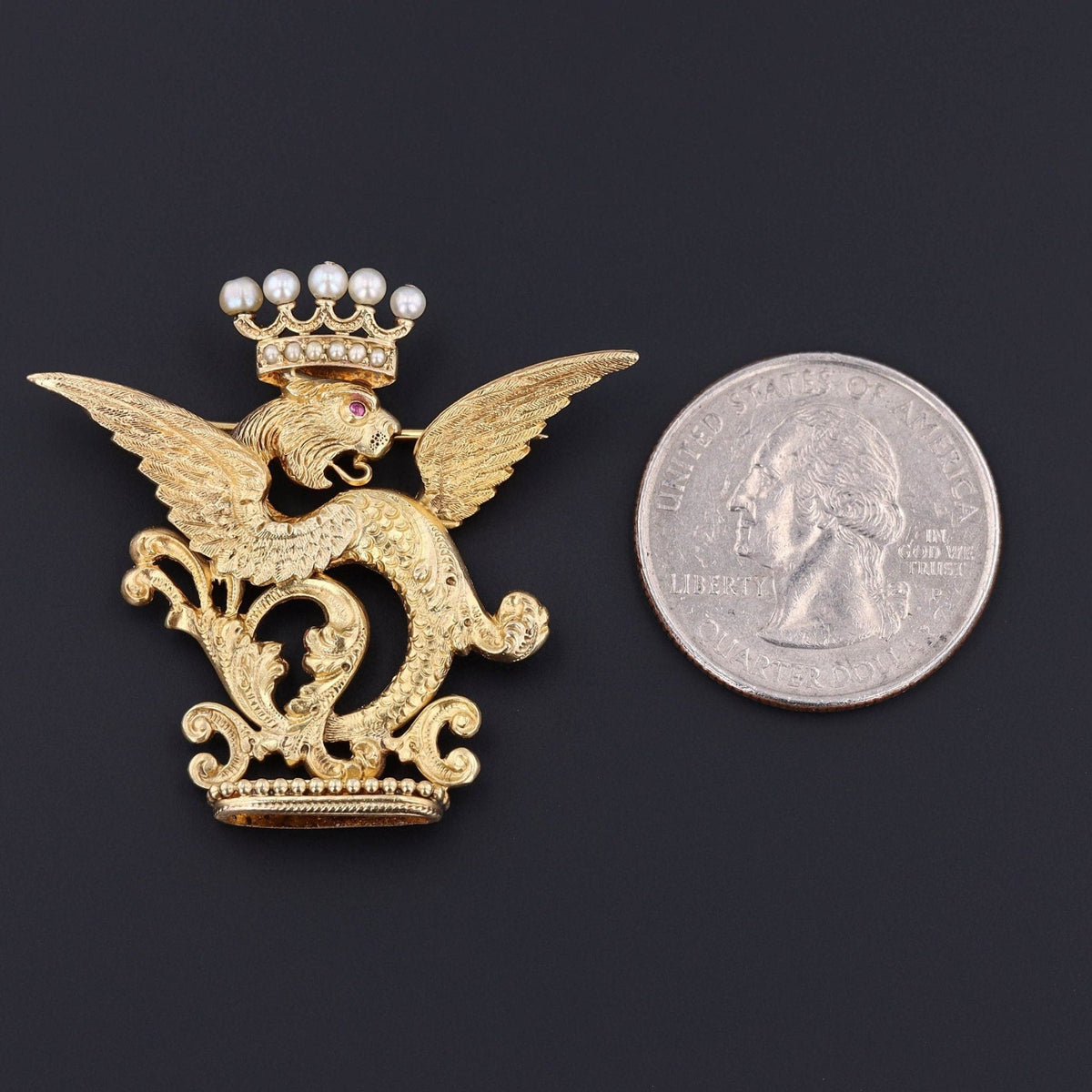 Antique Griffin Brooch of 14k Gold - Trademark Antiques