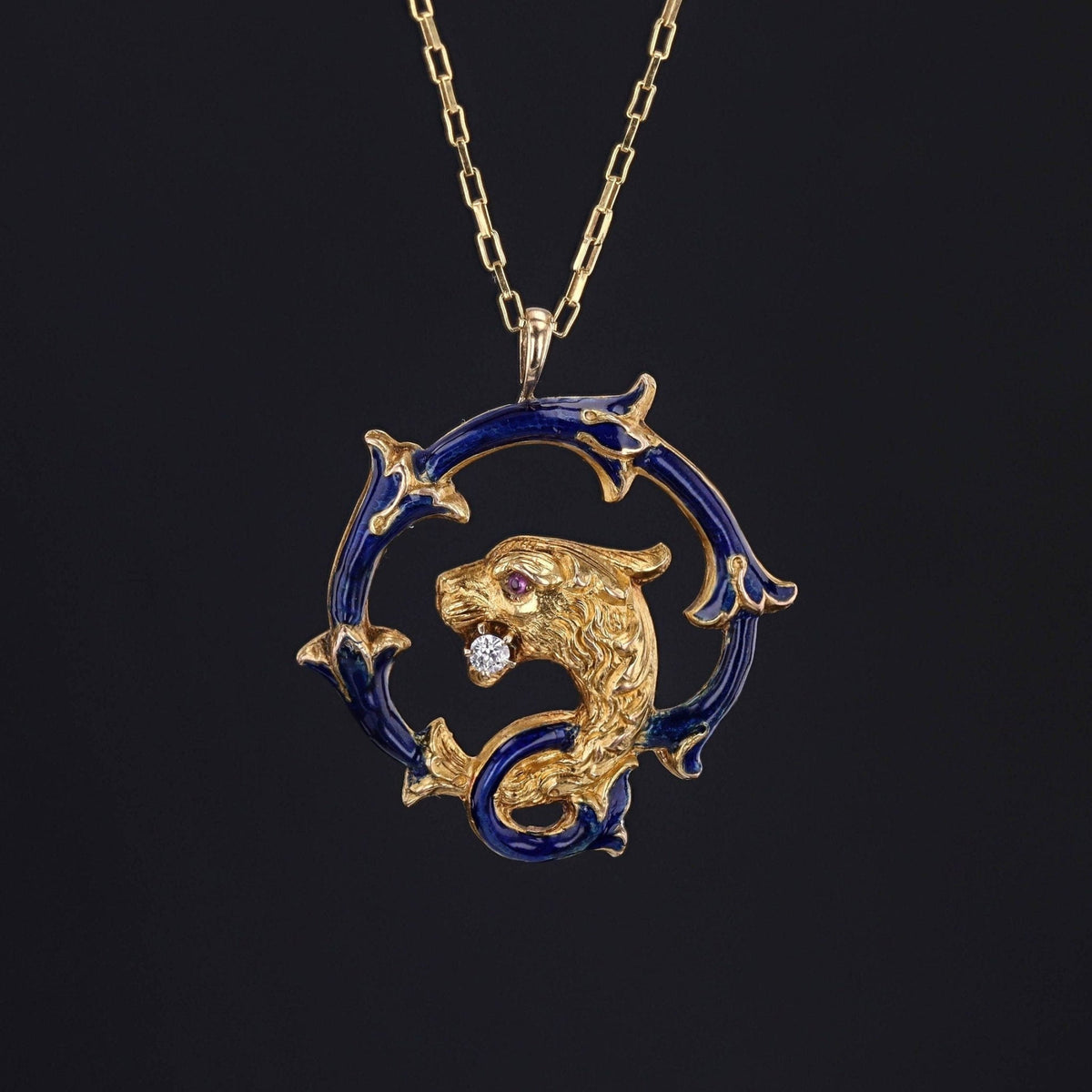 Antique Griffin Conversion Pendant of 14k Gold - Trademark Antiques