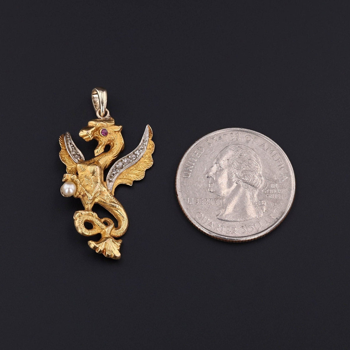 Antique Griffin Conversion Pendant of 18k Gold - Trademark Antiques