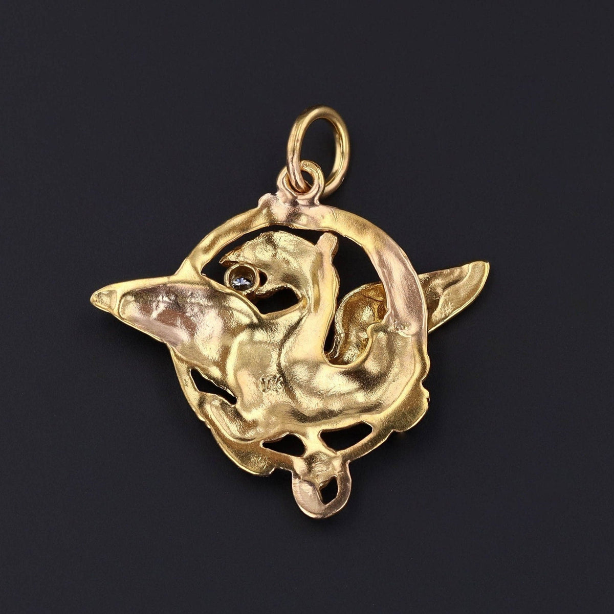 Antique Griffin Pendant | 14k Gold &amp; Diamond Pendant - Trademark Antiques