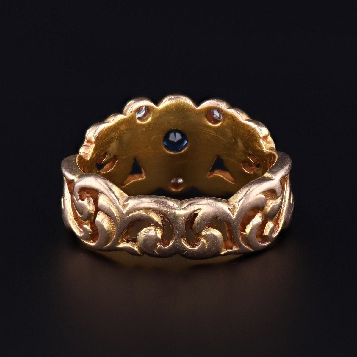 Antique Griffin Ring | 14k Gold Sapphire &amp; Diamond Ring - Trademark Antiques