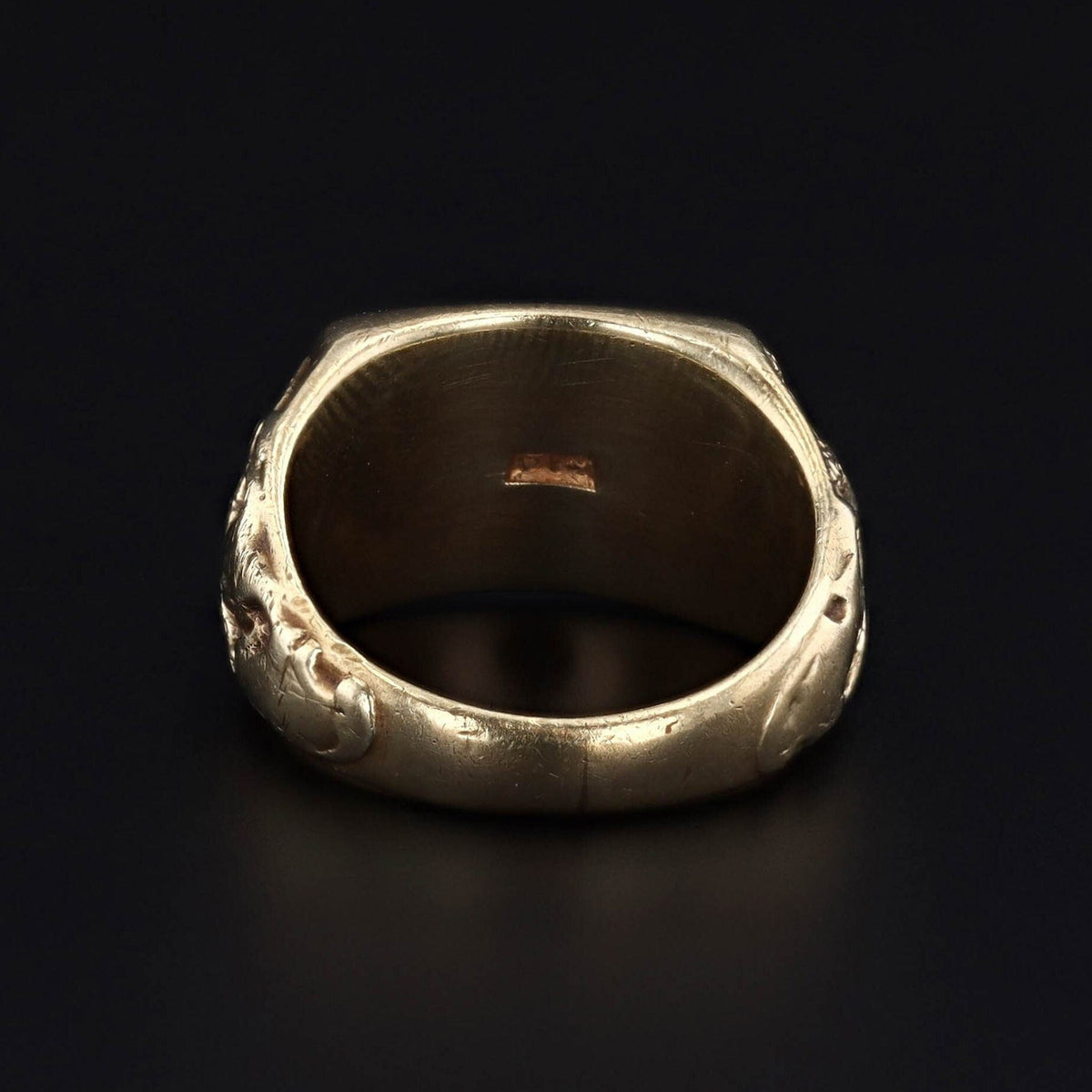 Antique Griffin Signet Ring with Initials AHM in 14k Gold - Trademark Antiques