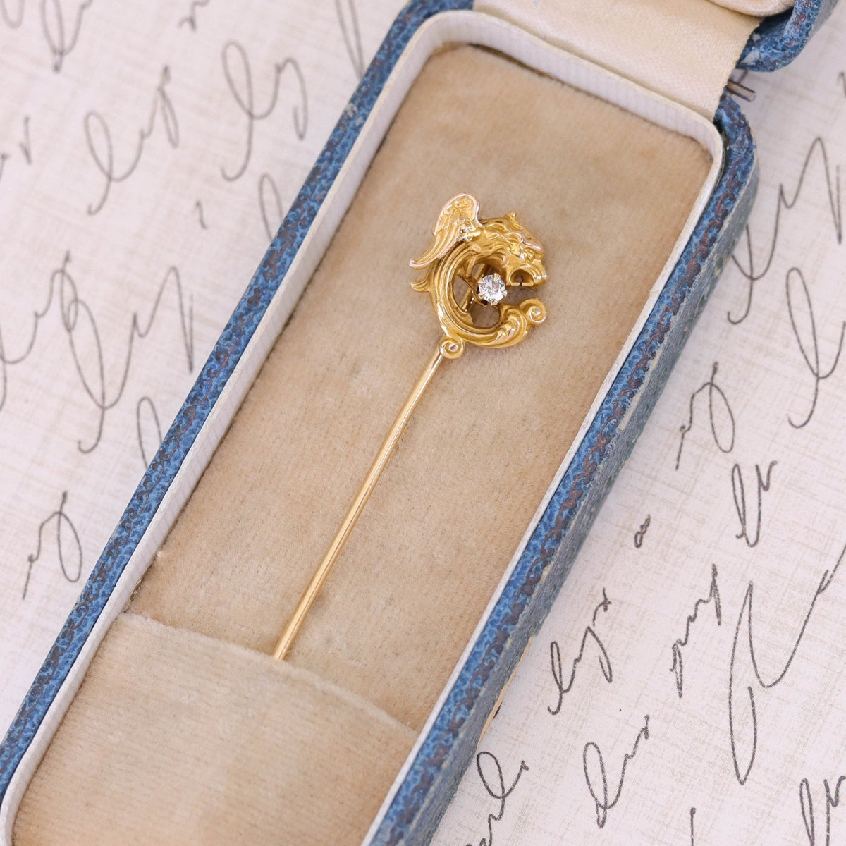 Antique Griffin Stickpin of 14k Gold - Trademark Antiques