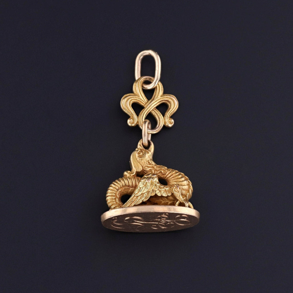 Antique Griffin Watch Fob Pendant - Trademark Antiques