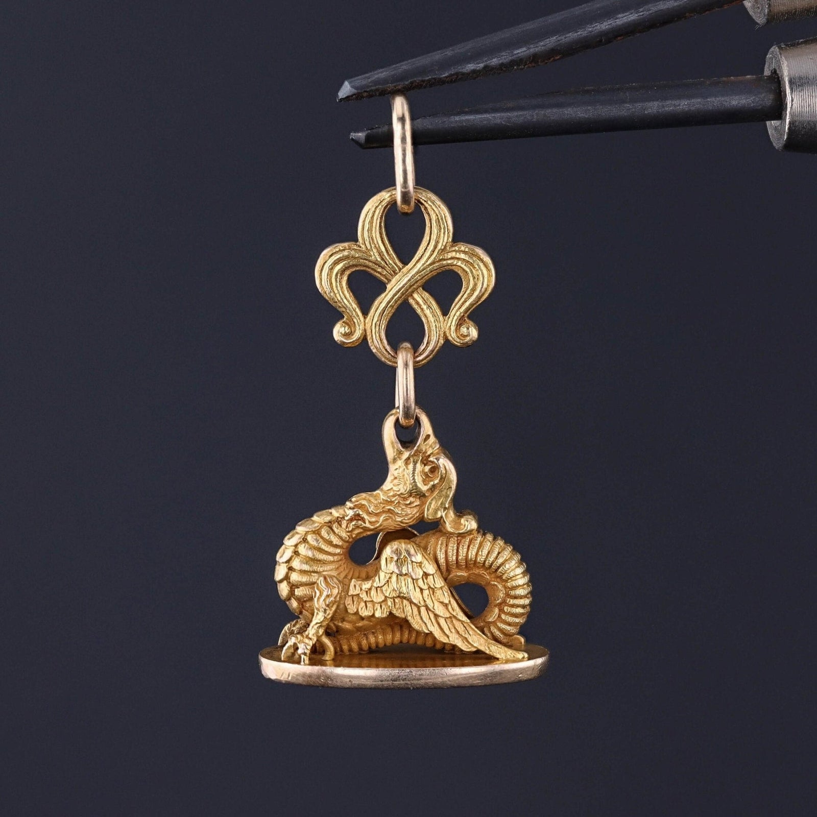 Antique Griffin Watch Fob Pendant - Trademark Antiques