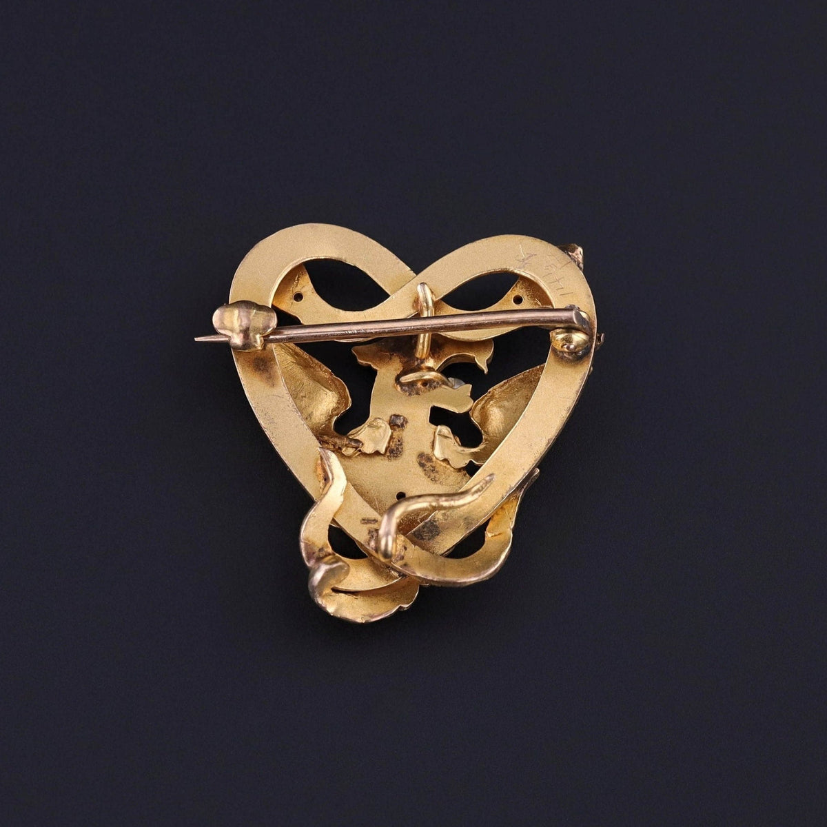 Antique Griffin Watch Pin of 14k Gold - Trademark Antiques