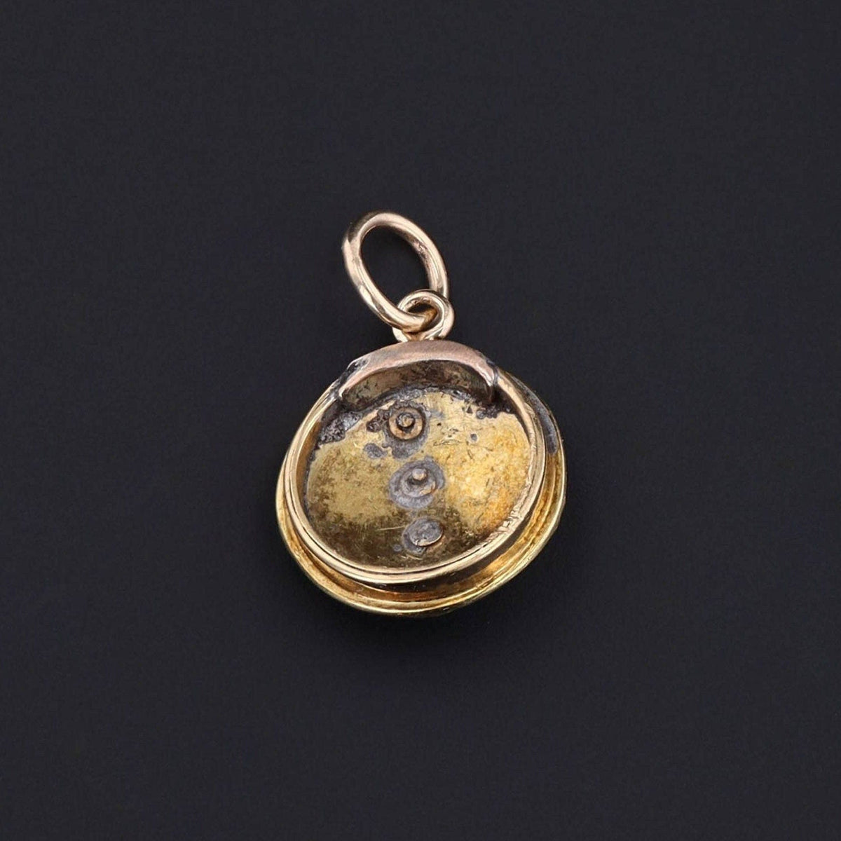 Antique Guilloche Enamel Diamond &amp; Pearl Charm | Antique Pin Conversion Pendant - Trademark Antiques