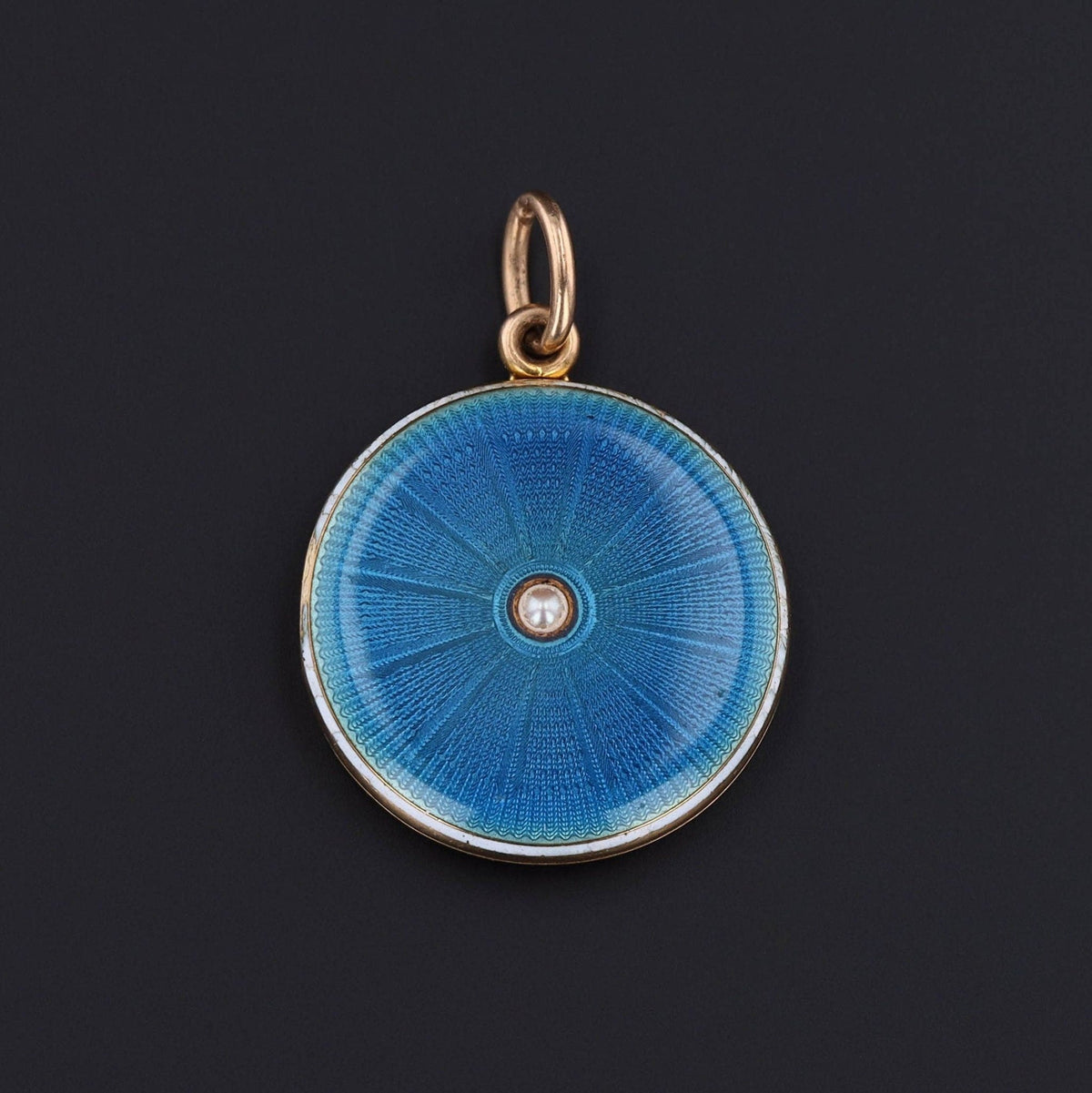 Antique Guilloche Enamel Locket of 14k Gold - Trademark Antiques