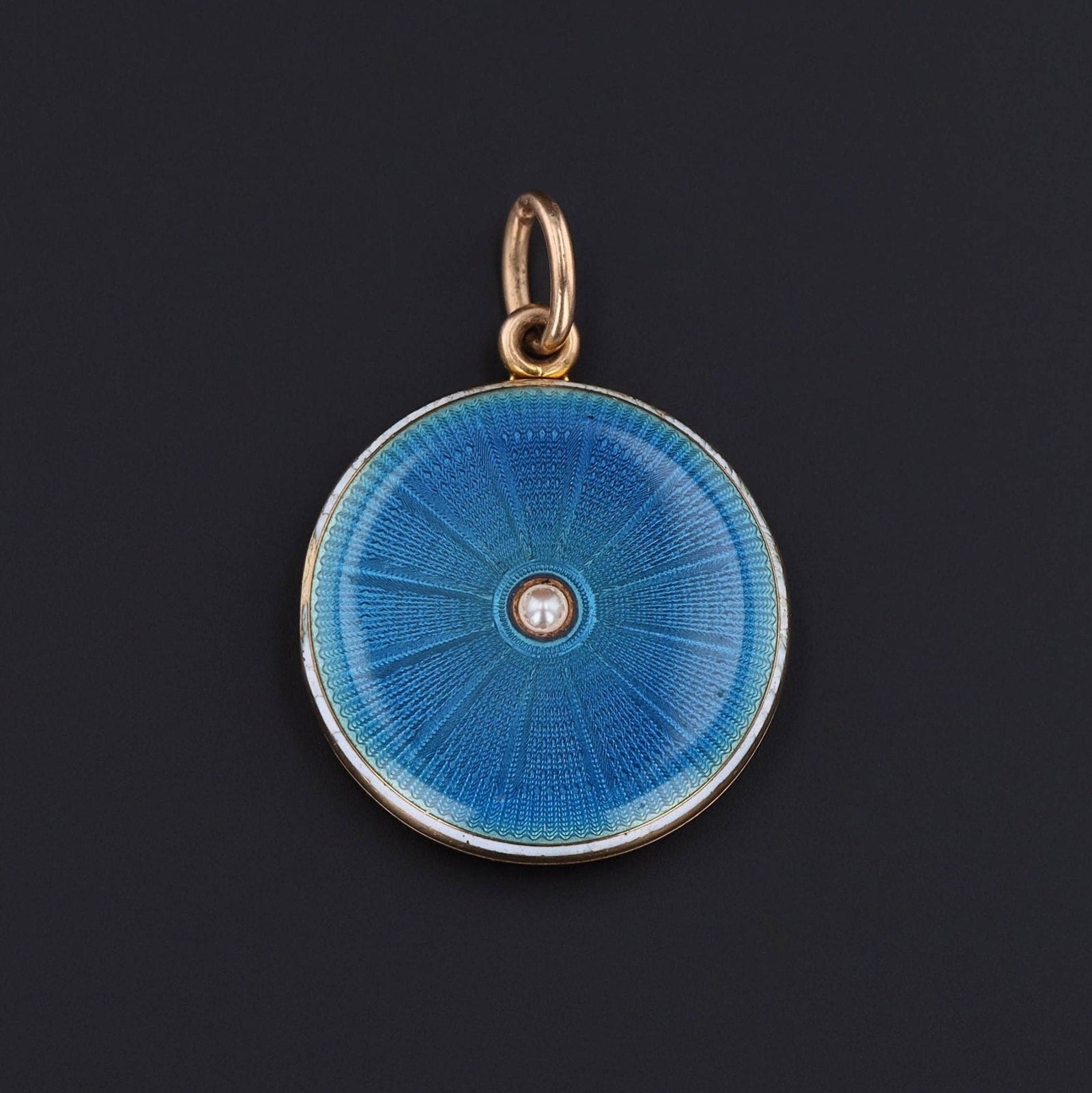 Antique Guilloche Enamel Locket of 14k Gold - Trademark Antiques