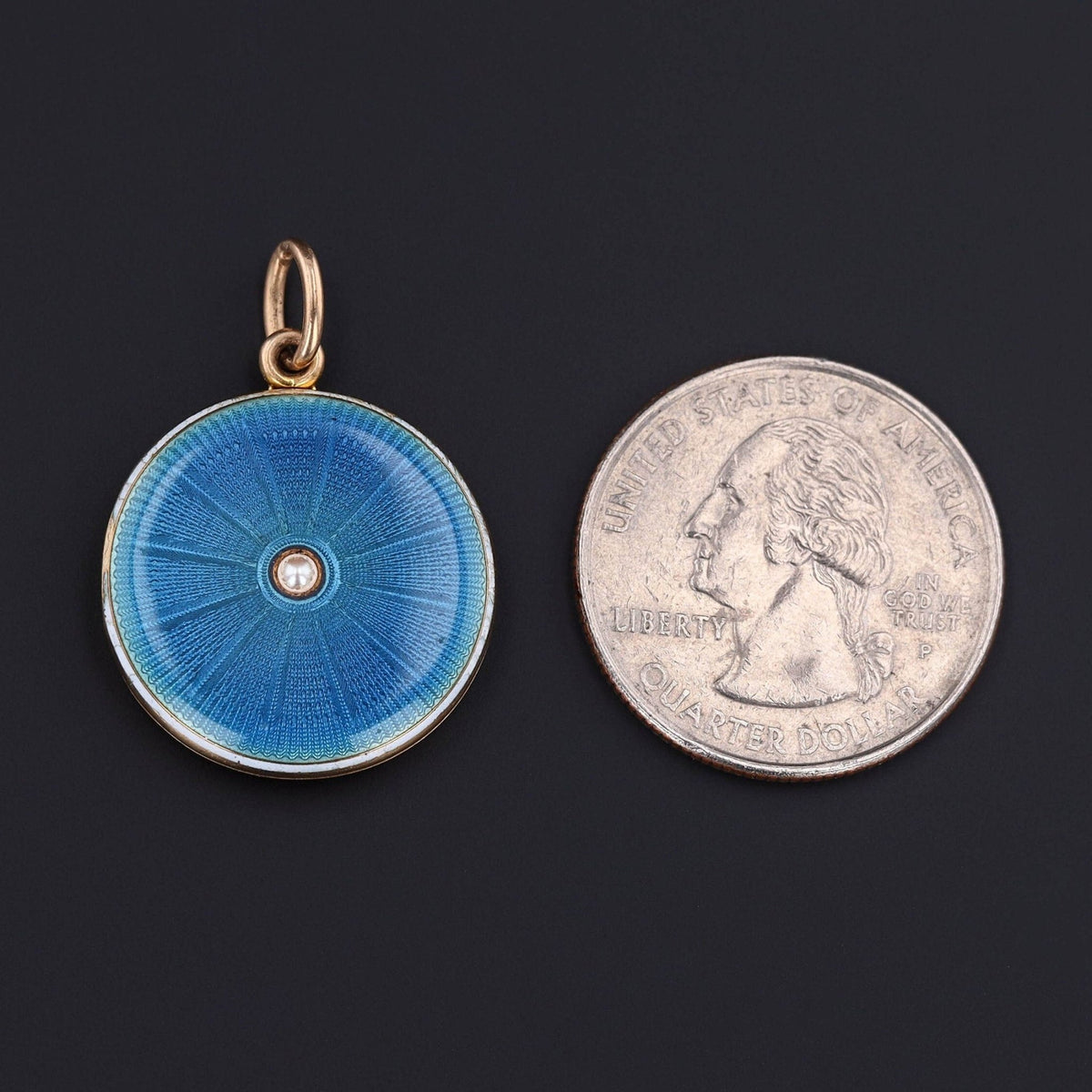 Antique Guilloche Enamel Locket of 14k Gold - Trademark Antiques