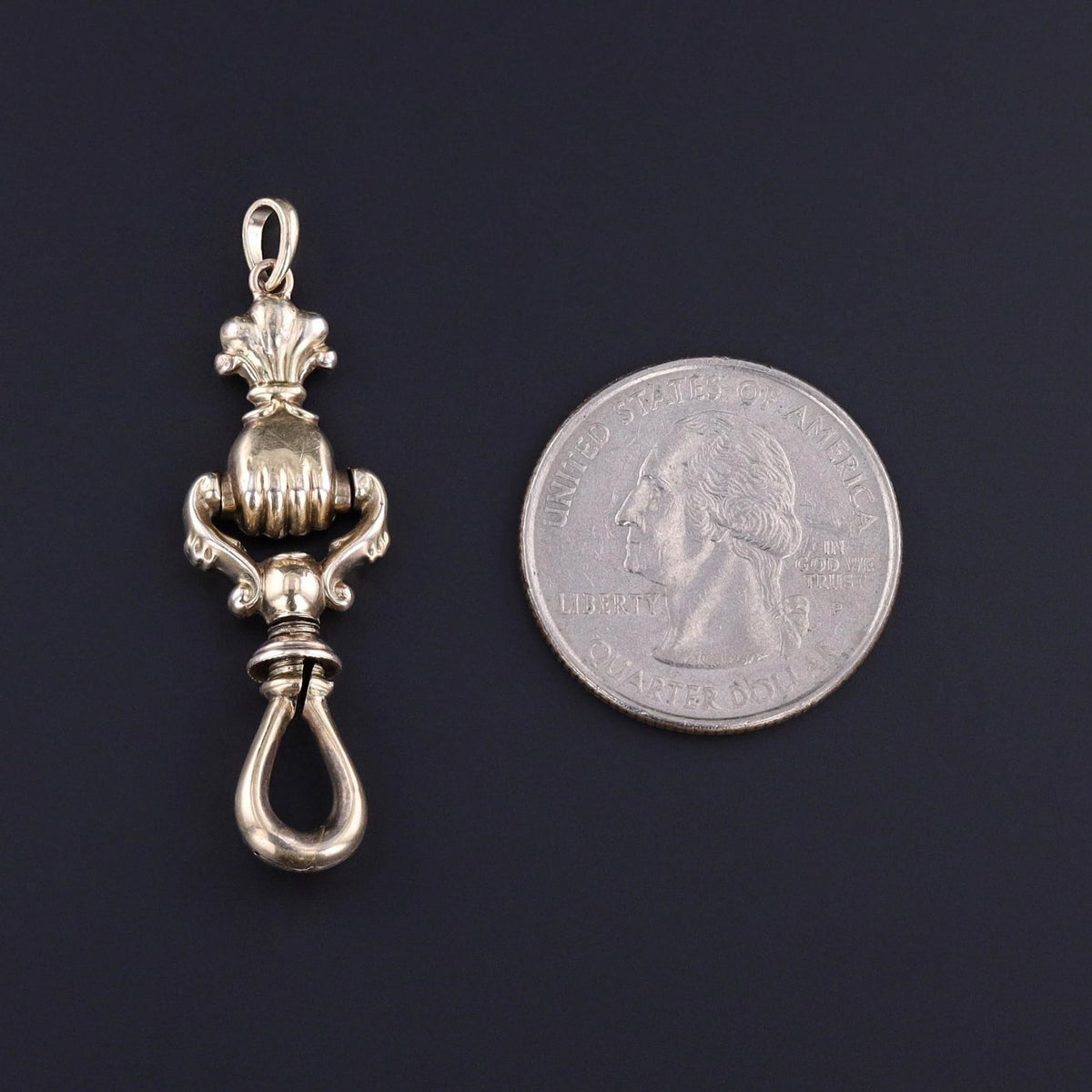 Antique Hand Charm Holder of 14k Gold - Trademark Antiques