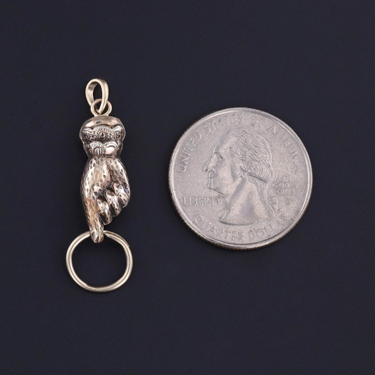 Antique Hand Charm Holder Pendant of 14k Gold - Trademark Antiques