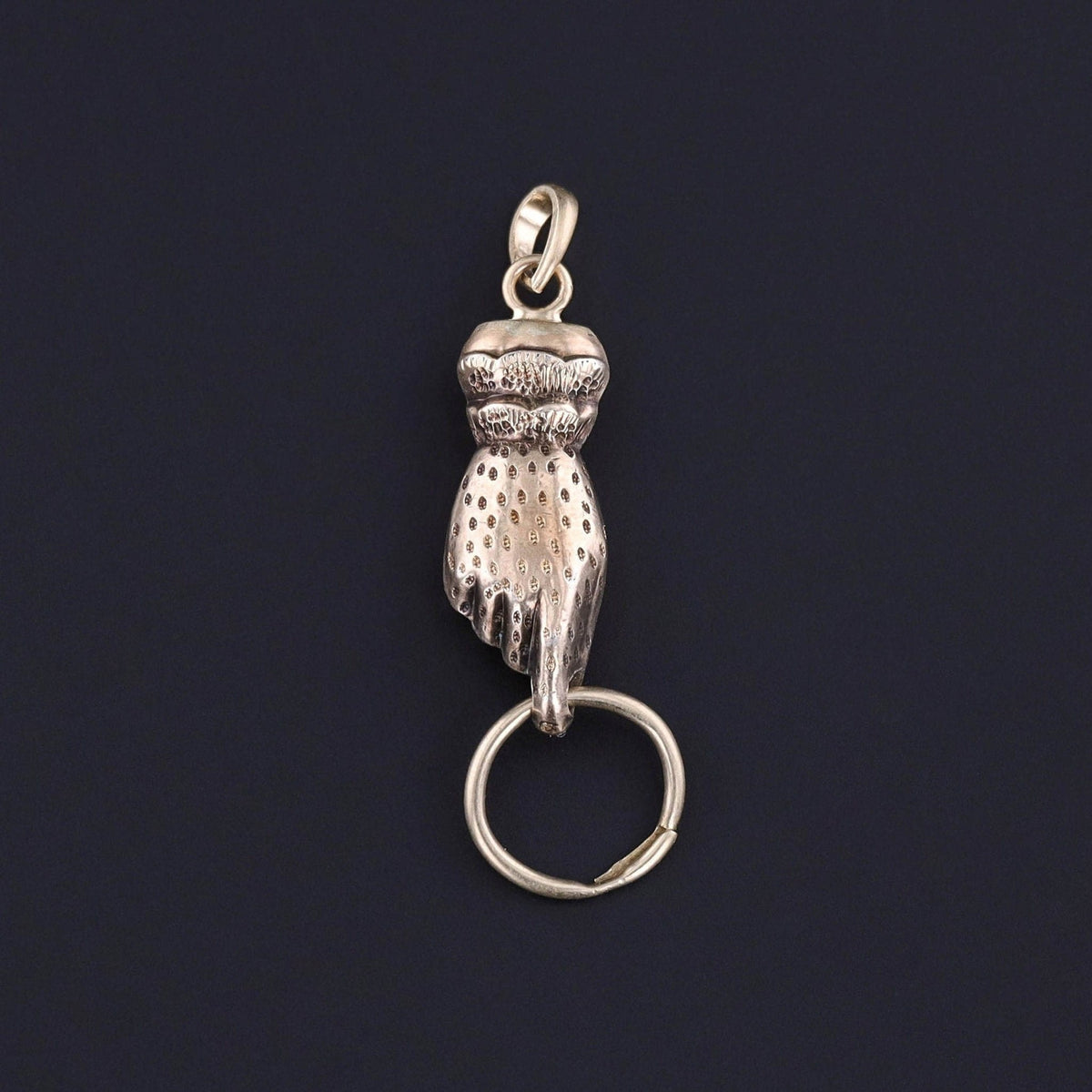 Antique Hand Charm Holder Pendant of 14k Gold - Trademark Antiques