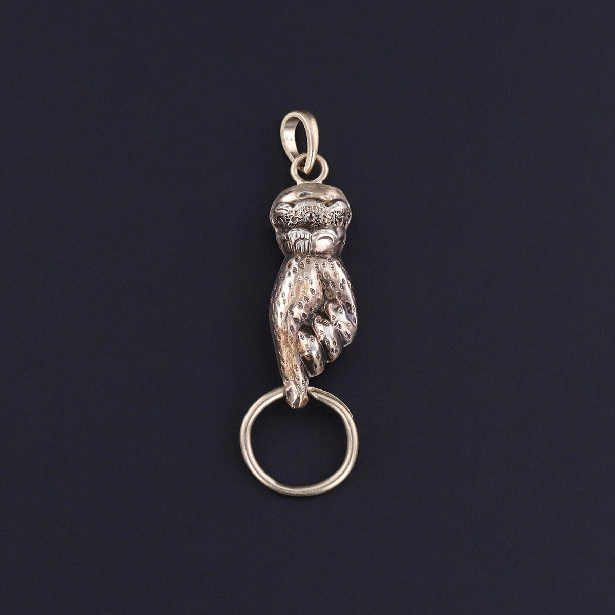 Antique Hand Charm Holder Pendant of 14k Gold - Trademark Antiques