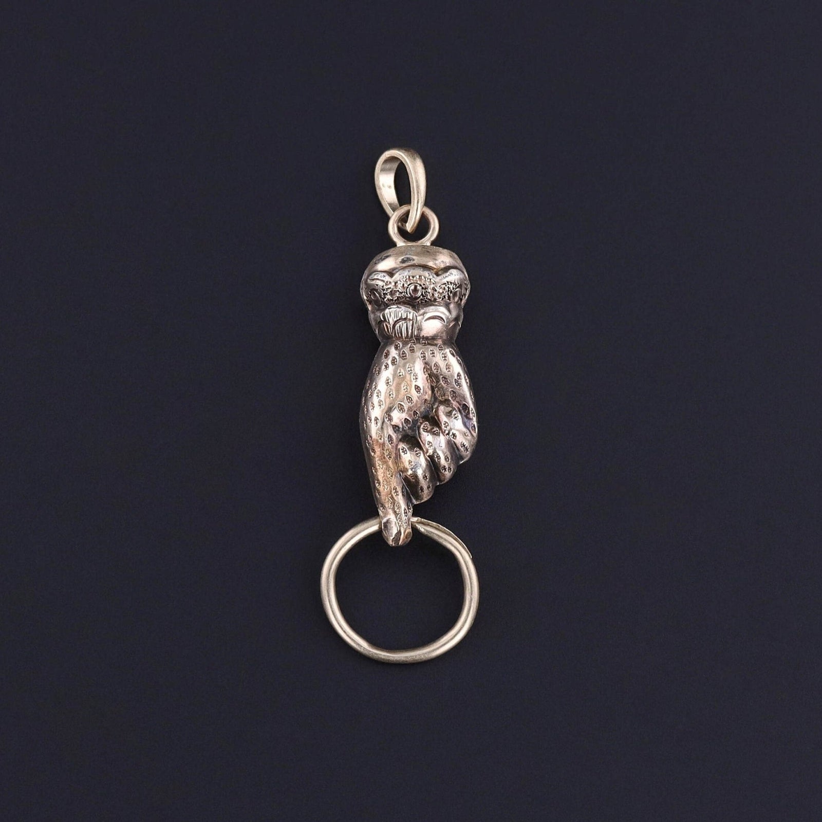 Antique Hand Charm Holder Pendant of 14k Gold - Trademark Antiques