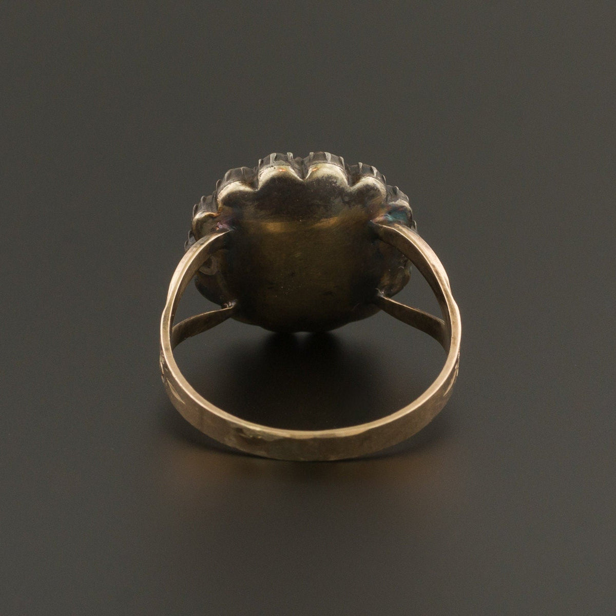 Antique Hand Cut Paste Glass Ring | Silver &amp; 10k Gold Ring - Trademark Antiques