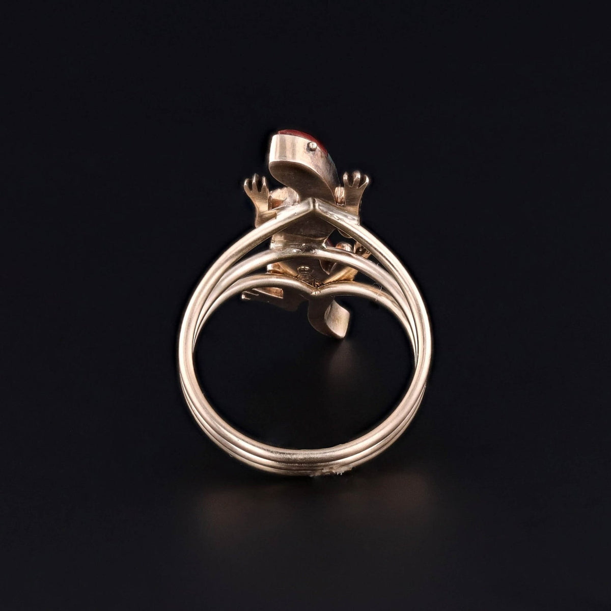 Antique Hardstone Lizard Conversion Ring of 14k Gold - Trademark Antiques
