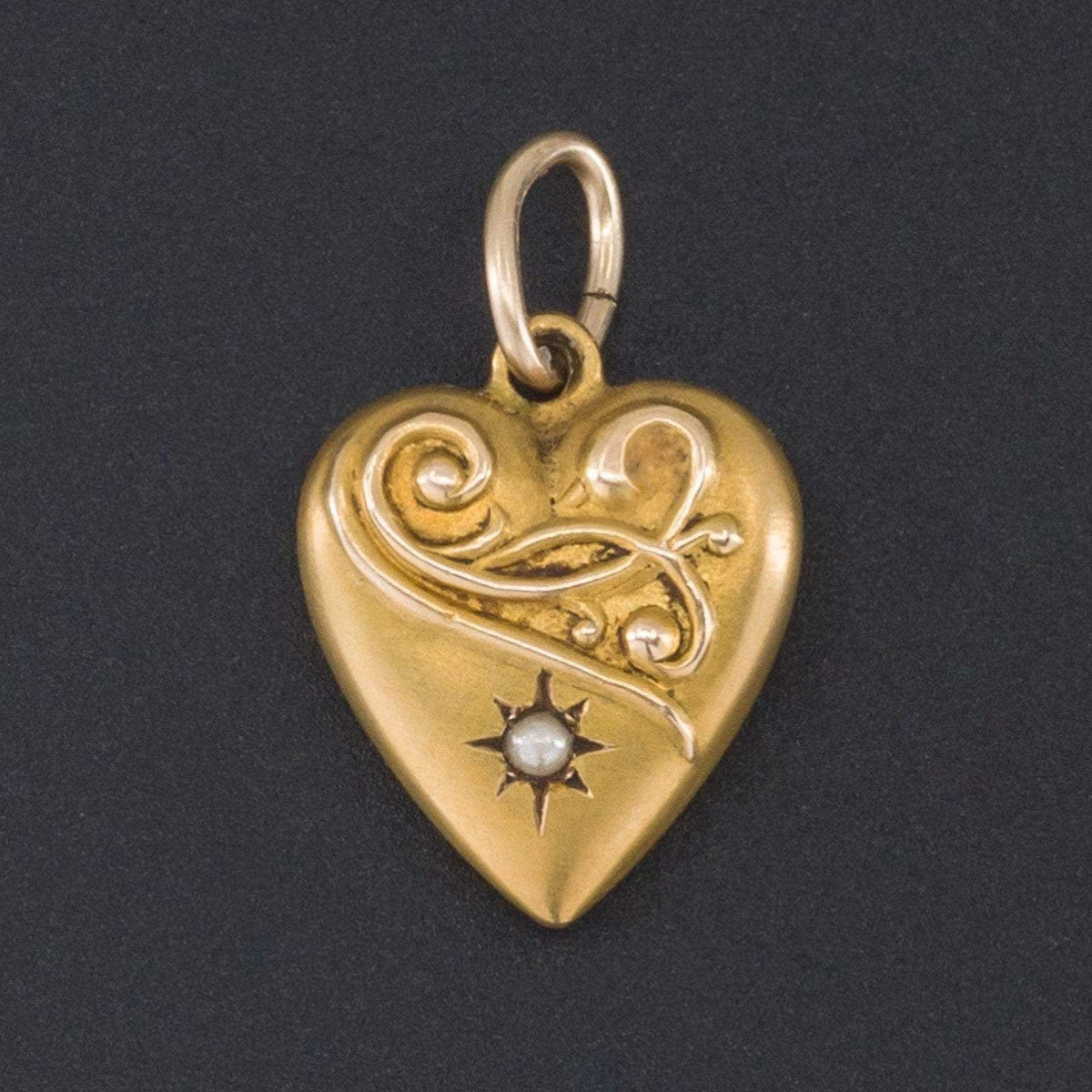 Antique Heart Charm | 10k Gold Heart - Trademark Antiques