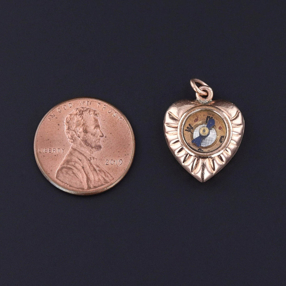 Antique Heart Compass Charm of 12k Gold - Trademark Antiques
