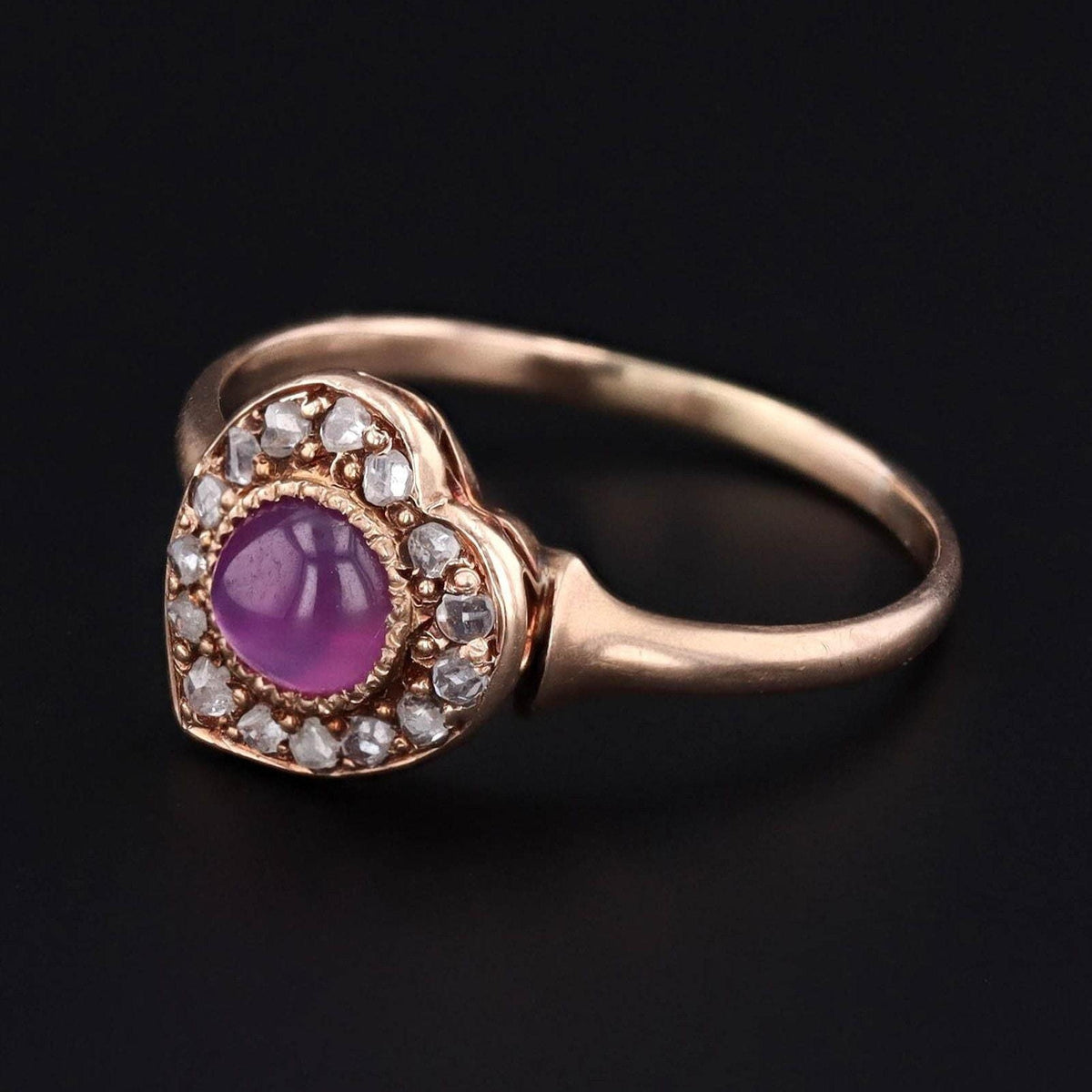 Antique Heart Ring | Diamond and Ruby Ring - Trademark Antiques