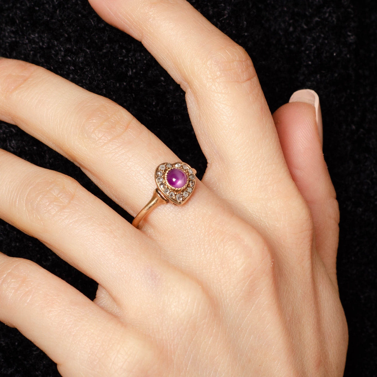 Antique Heart Ring | Diamond and Ruby Ring - Trademark Antiques