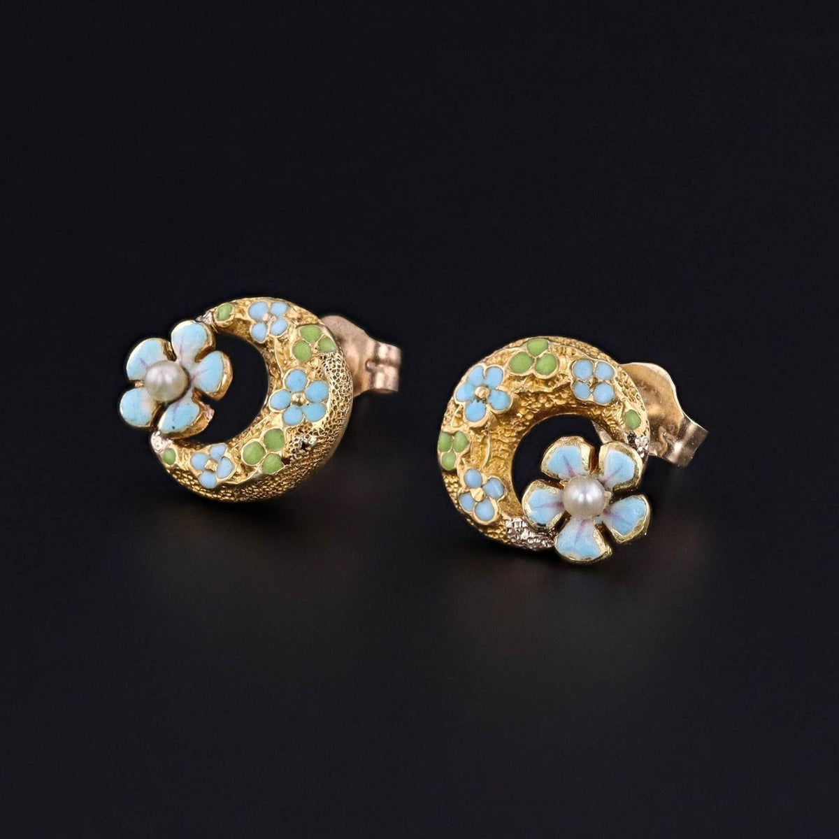 Antique Honeymoon Earrings of 14k Gold - Trademark Antiques