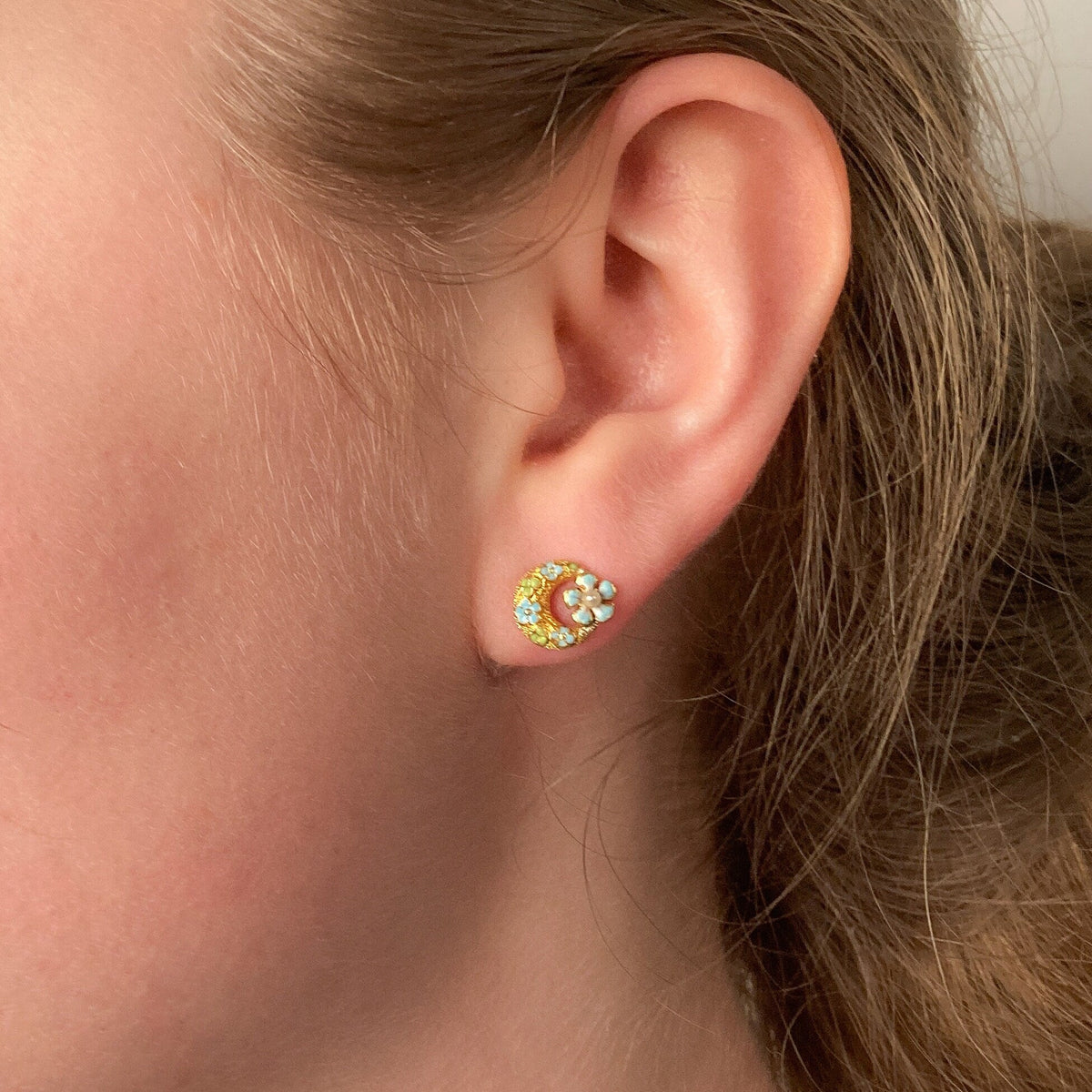 Antique Honeymoon Earrings of 14k Gold - Trademark Antiques