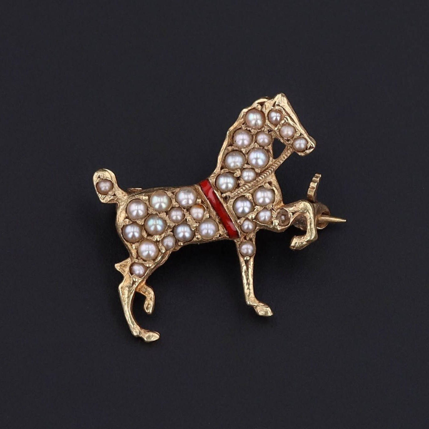 Antique Horse Brooch | 14k Gold Horse Pin - Trademark Antiques