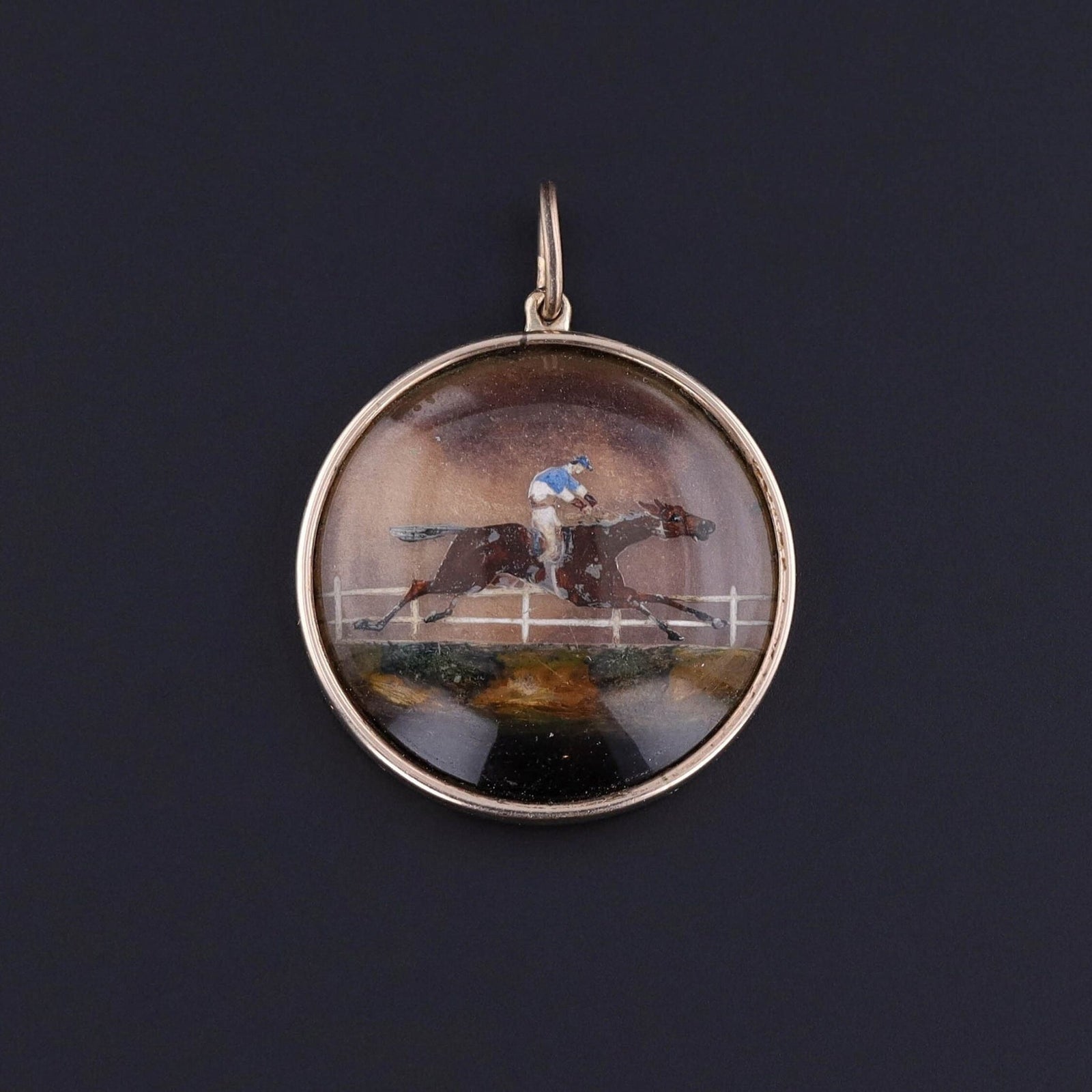Antique Horse Racing Pendant of 10k Gold - Trademark Antiques