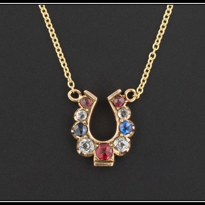 Antique Horseshoe Necklace | Antique Stick Pin Conversion Necklace - Trademark Antiques