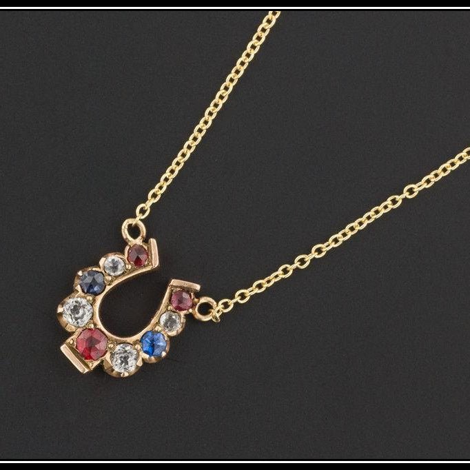 Antique Horseshoe Necklace | Antique Stick Pin Conversion Necklace - Trademark Antiques