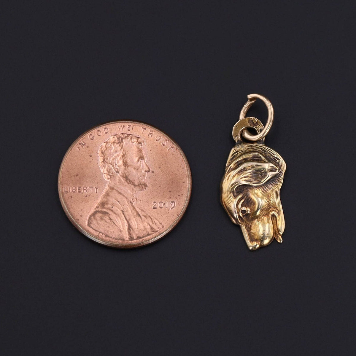 Antique Hunting or Hound Dog Charm of 14k Gold - Trademark Antiques