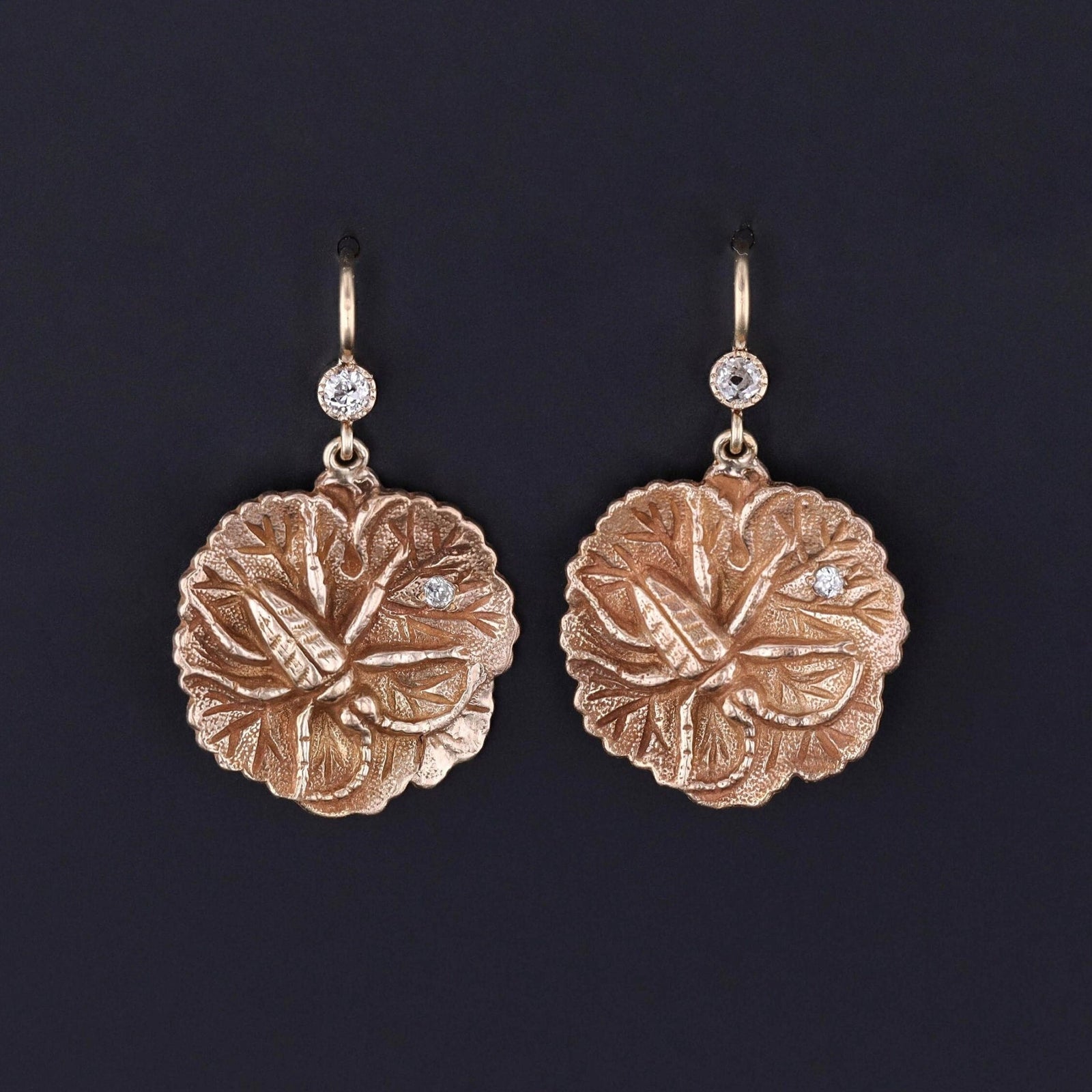 Antique Insect Conversion Earrings of 14k Gold - Trademark Antiques