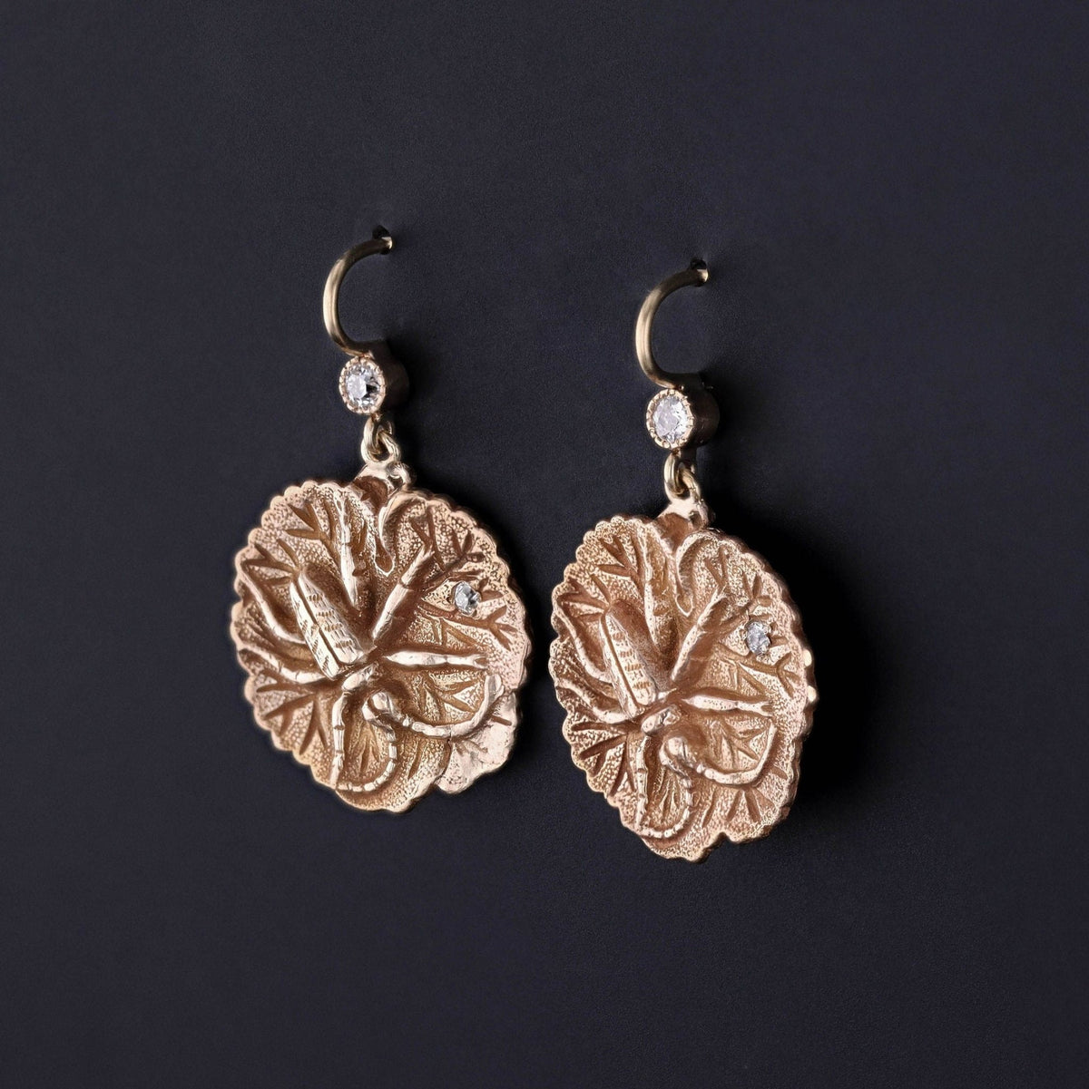 Antique Insect Conversion Earrings of 14k Gold - Trademark Antiques