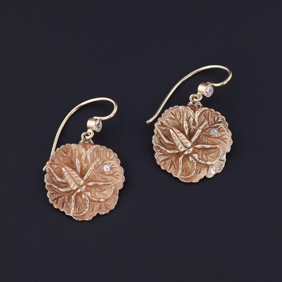 Antique Insect Conversion Earrings of 14k Gold - Trademark Antiques