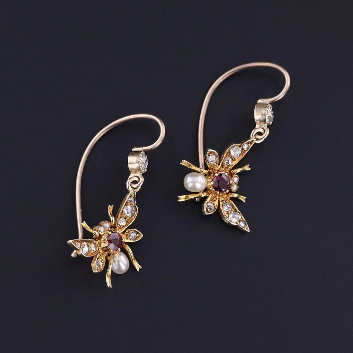 Antique Insect Earrings of 15ct Gold - Trademark Antiques