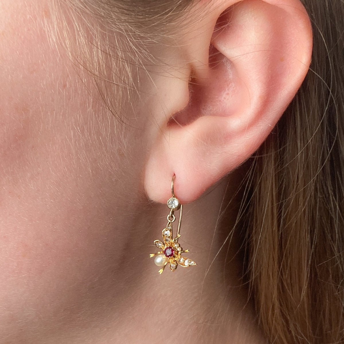 Antique Insect Earrings of 15ct Gold - Trademark Antiques