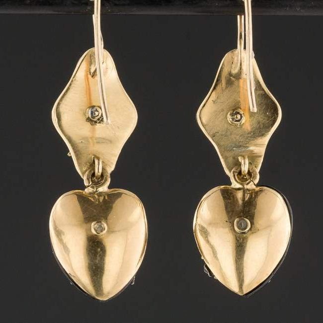 Antique Insect Garnet Earrings | Victorian Garnet &amp; Diamond Bug Earrings - Trademark Antiques