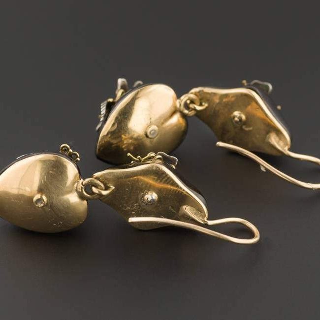 Antique Insect Garnet Earrings | Victorian Garnet &amp; Diamond Bug Earrings - Trademark Antiques