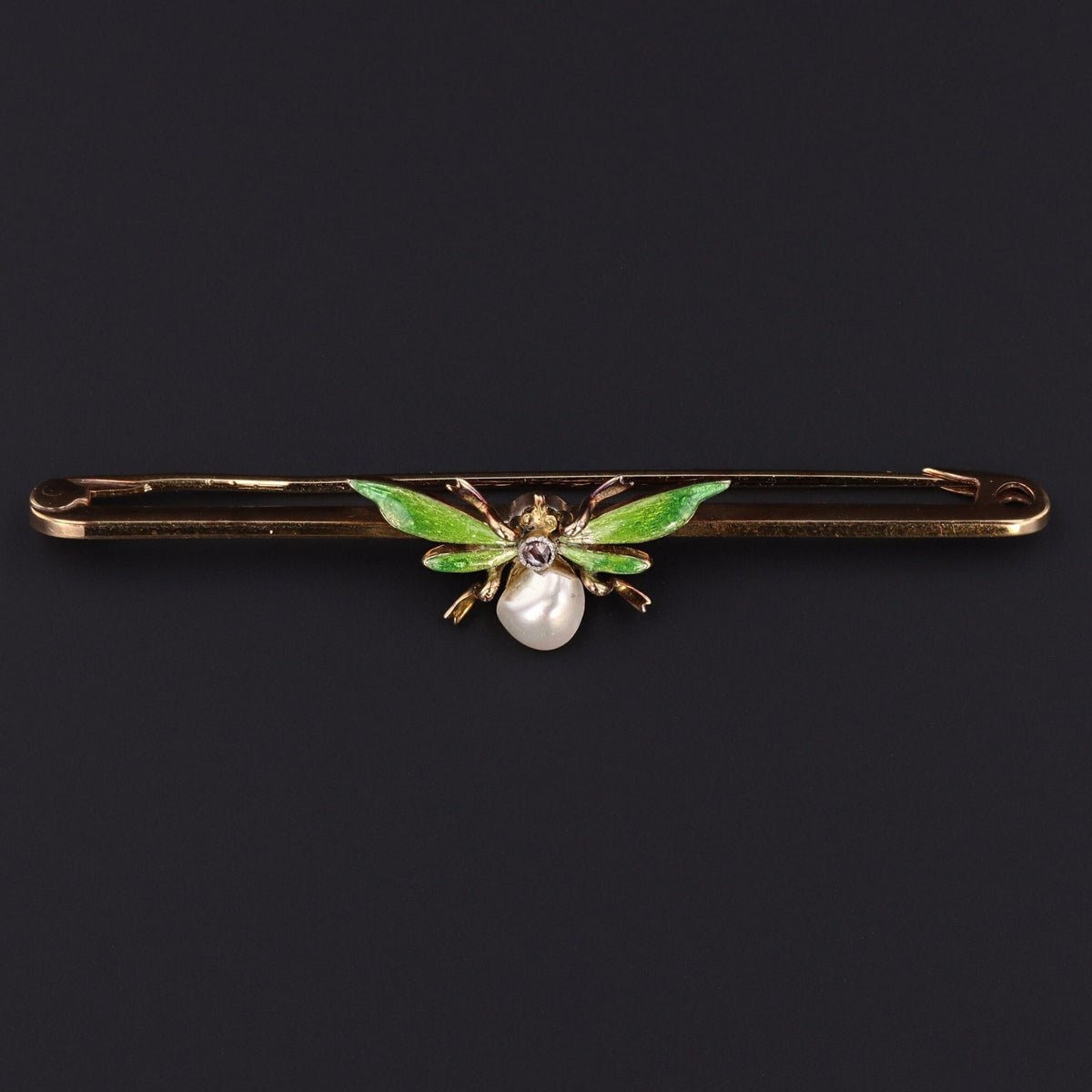 Antique Insect Pin | Pearl Diamond and Enamel Pin - Trademark Antiques
