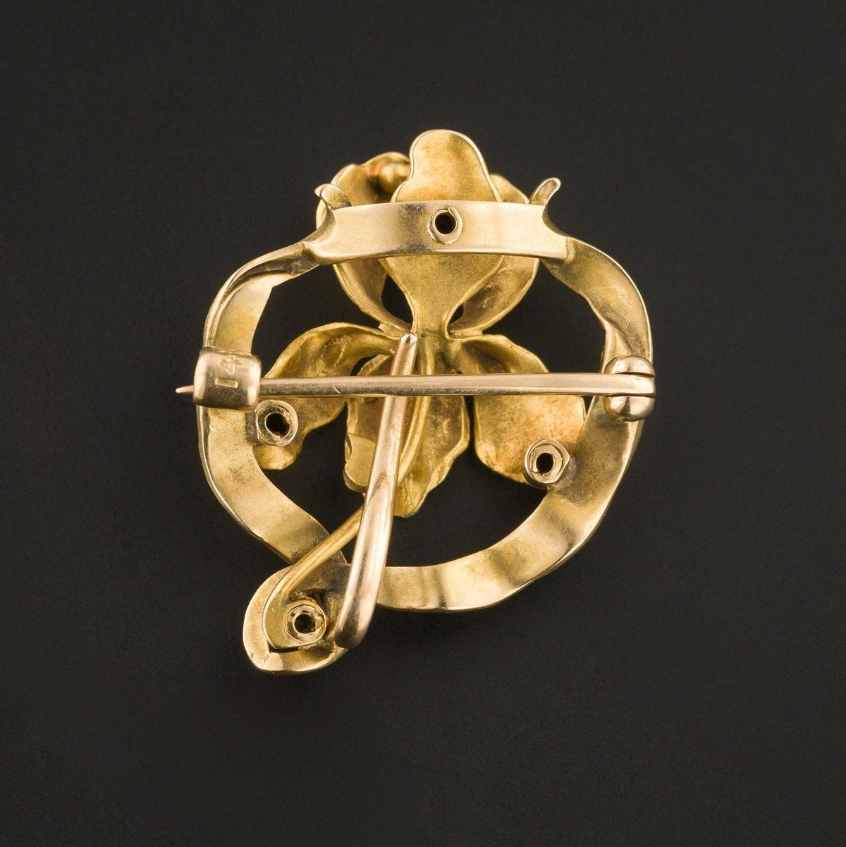 Antique Iris Brooch | Gold Iris Brooch - Trademark Antiques