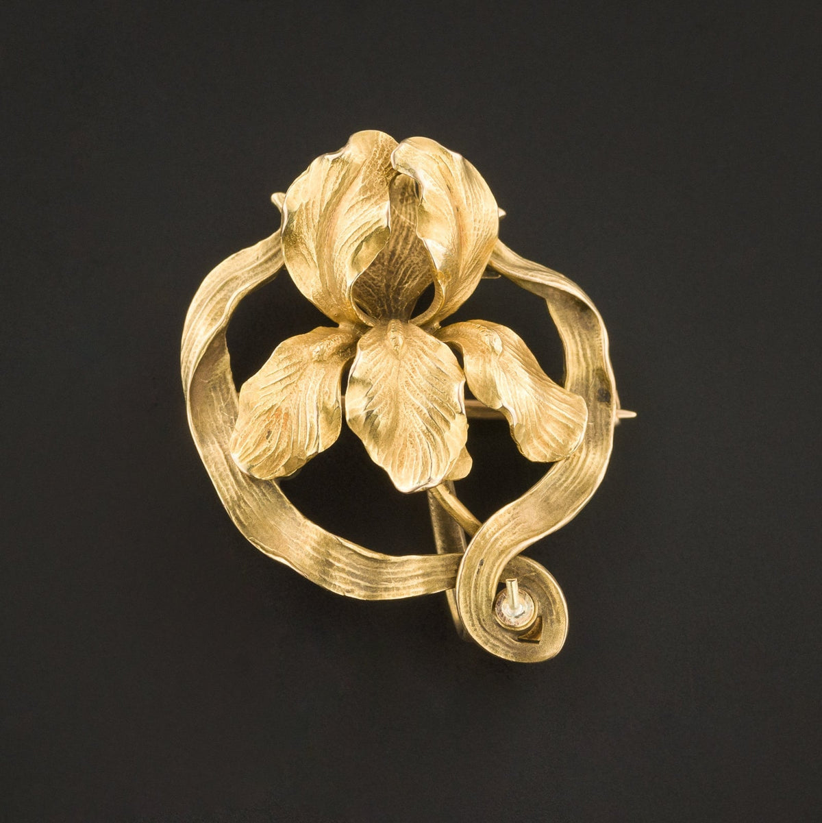 Antique Iris Brooch | Gold Iris Brooch - Trademark Antiques