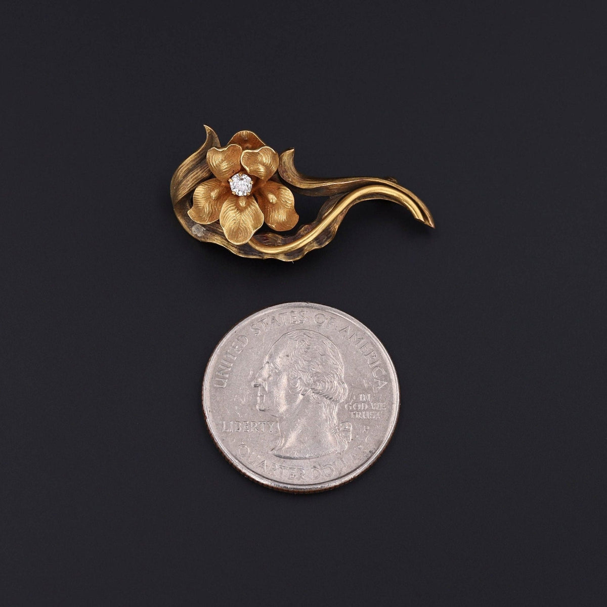 Antique Iris Flower Brooch of 14k Gold - Trademark Antiques