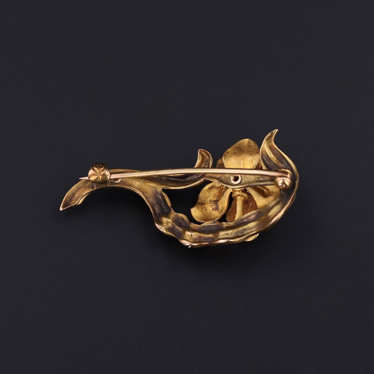 Antique Iris Flower Brooch of 14k Gold - Trademark Antiques