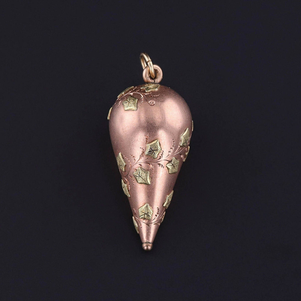 Antique Ivy Pendant of 14k Rose and Yellow Gold - Trademark Antiques