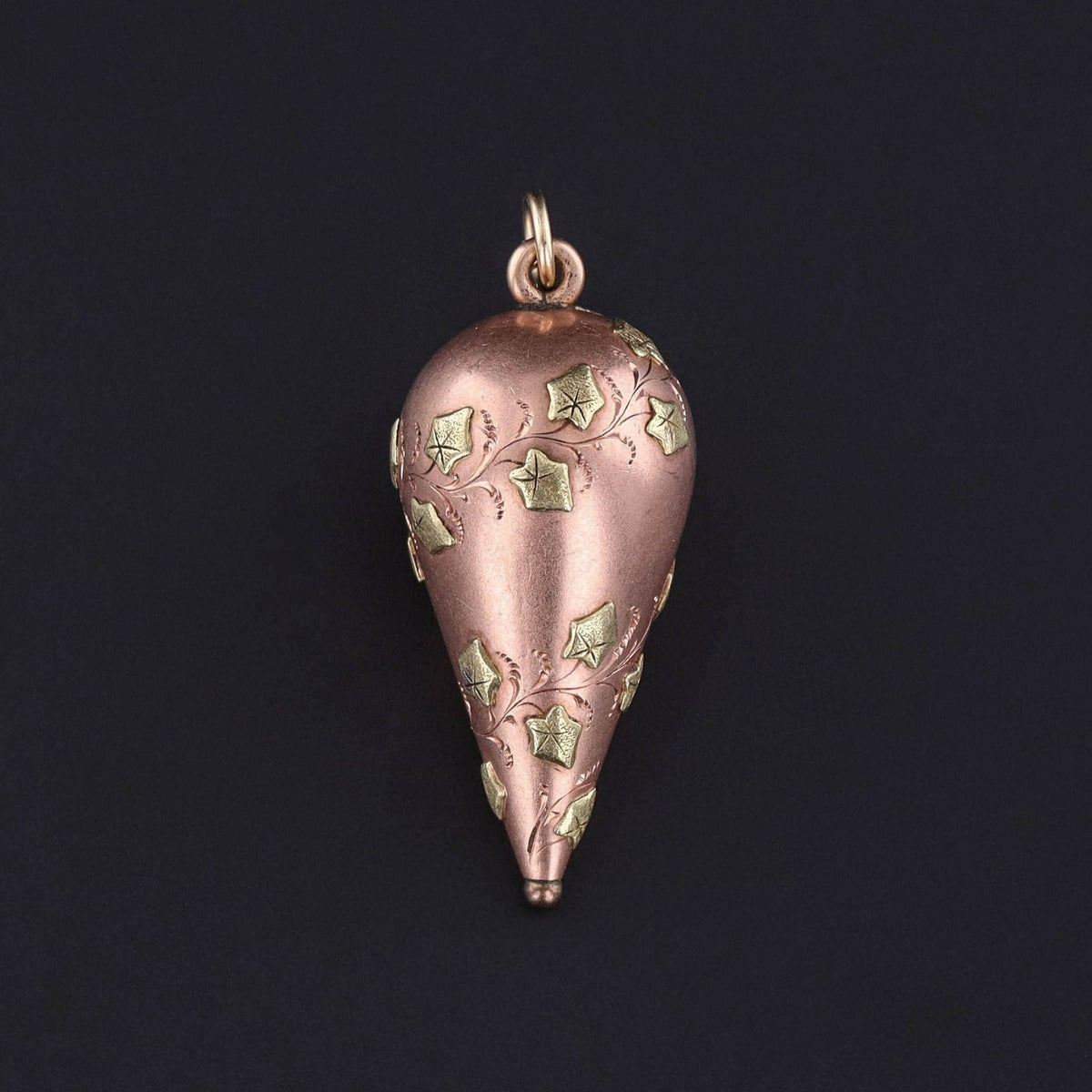 Antique Ivy Pendant of 14k Rose and Yellow Gold - Trademark Antiques